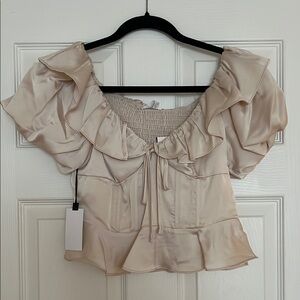 Elegant Cream Ruffle Top